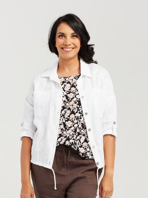 Drawstring Cropped Linen Jacket – Blackstone Clothing