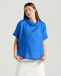 Claire Roll Neck Linen Top