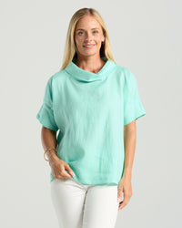 Claire Roll Neck Linen Top