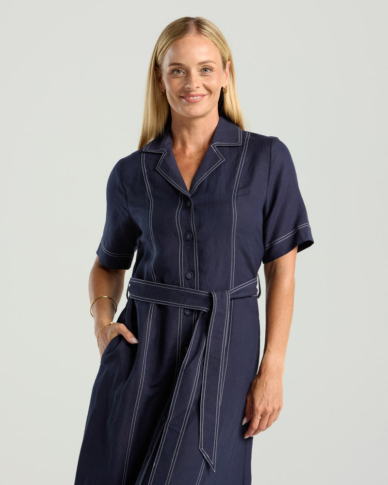 Martina Contrast Stitch Shirt Dress