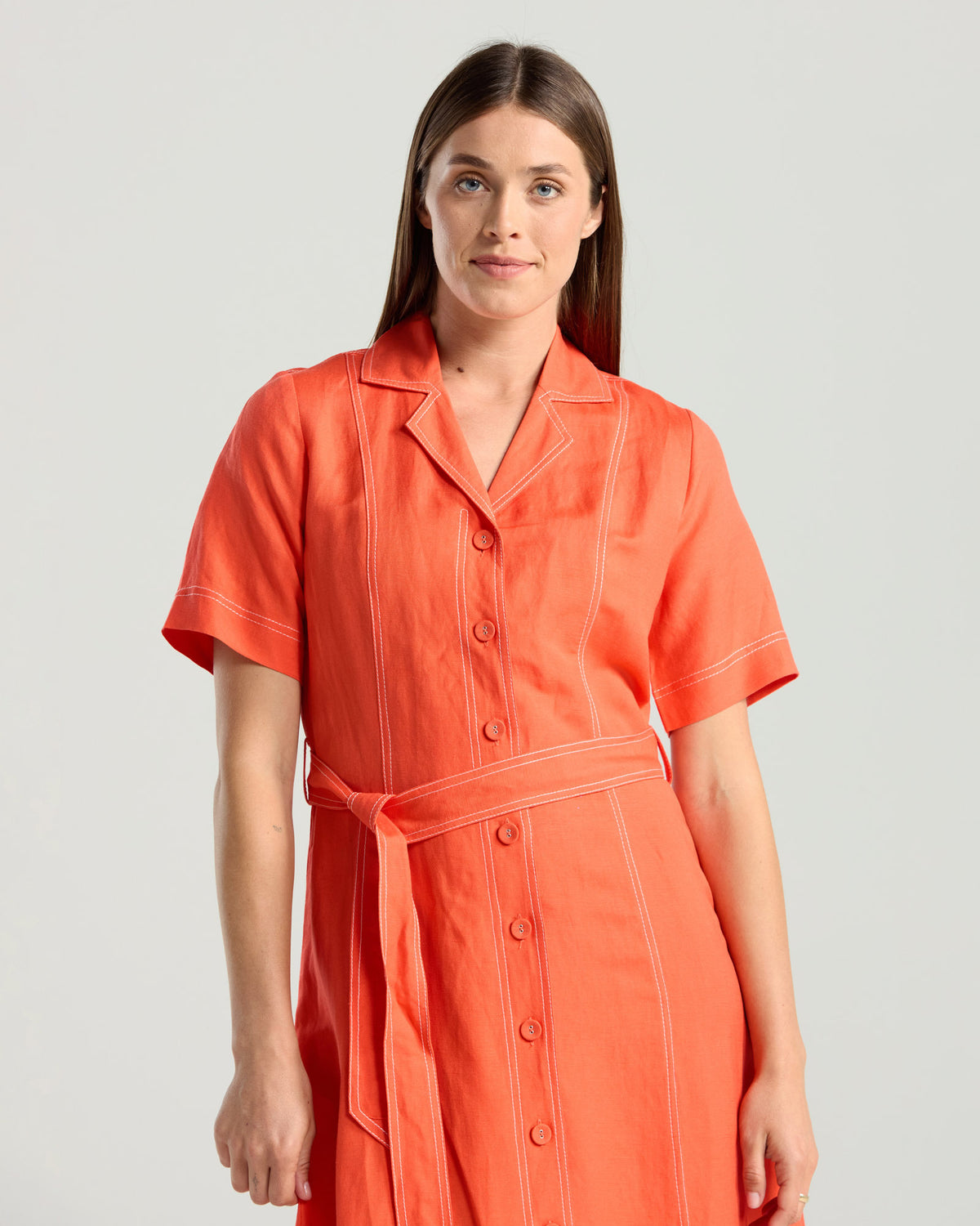 Martina Contrast Stitch Shirt Dress