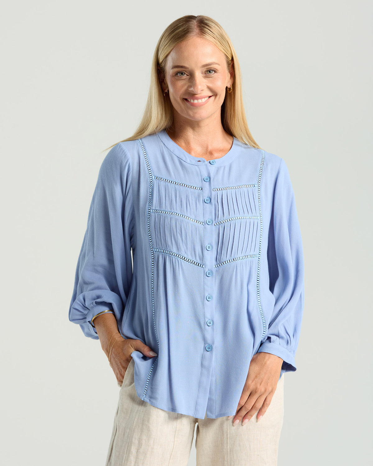 Paola Ladder Trim Blouse