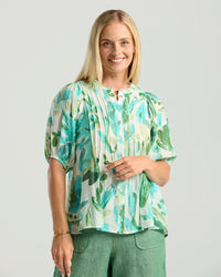 Bridget Pintuck Top - Print