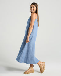 Lavinia Linen Denim V Dress