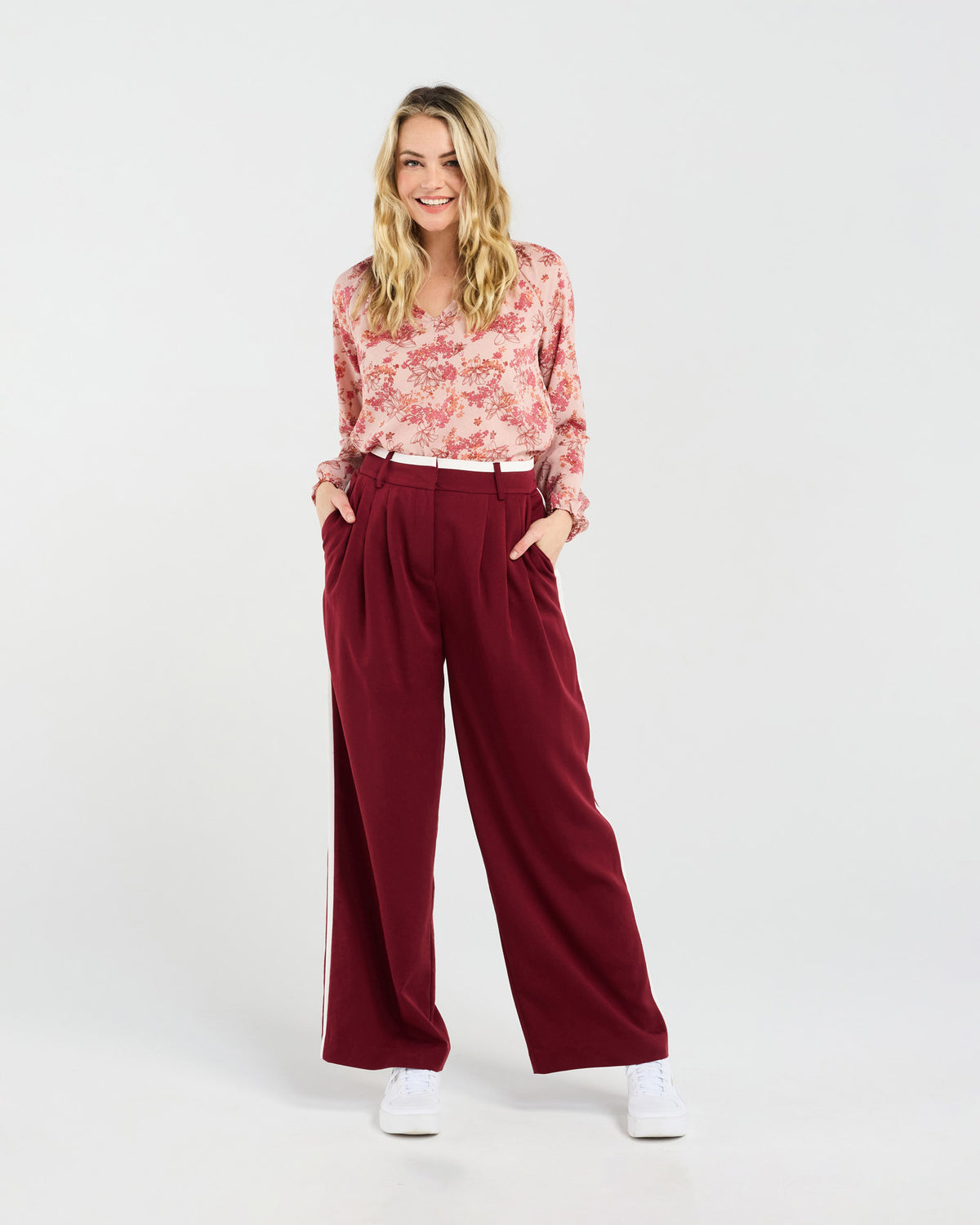 Frankie Pleat Pant (Cherry)