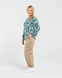 Donna Pintuck Sleeve Top (Jade)
