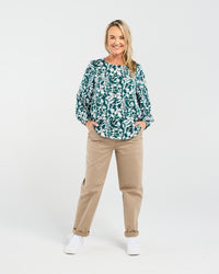 Donna Pintuck Sleeve Top (Jade)