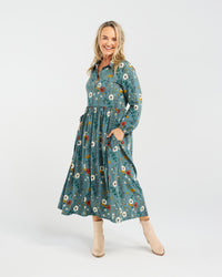 Geneva Button Placket Dress (Blue)