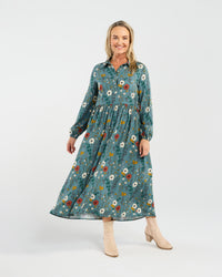 Geneva Button Placket Dress (Blue)