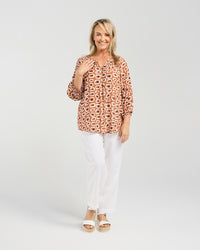 Geometric Gathered Sleeve Top