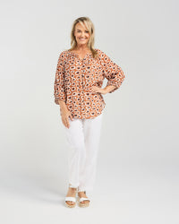 Geometric Gathered Sleeve Top