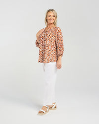 Geometric Gathered Sleeve Top