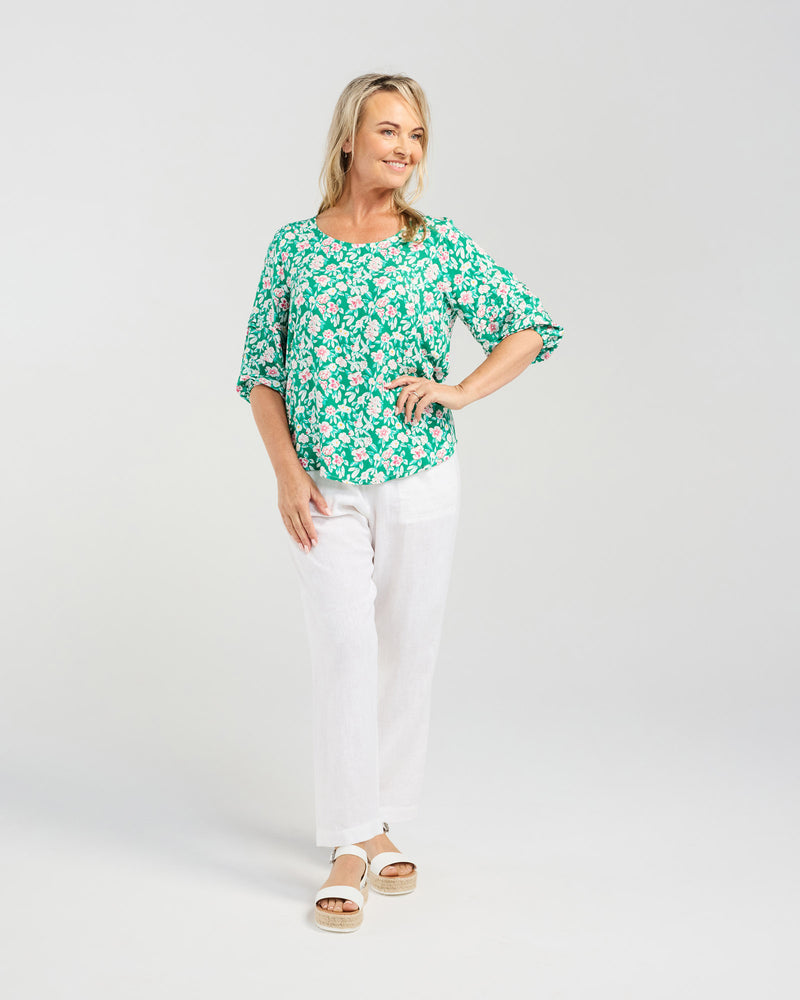 Floral Pintuck Sleeve Top