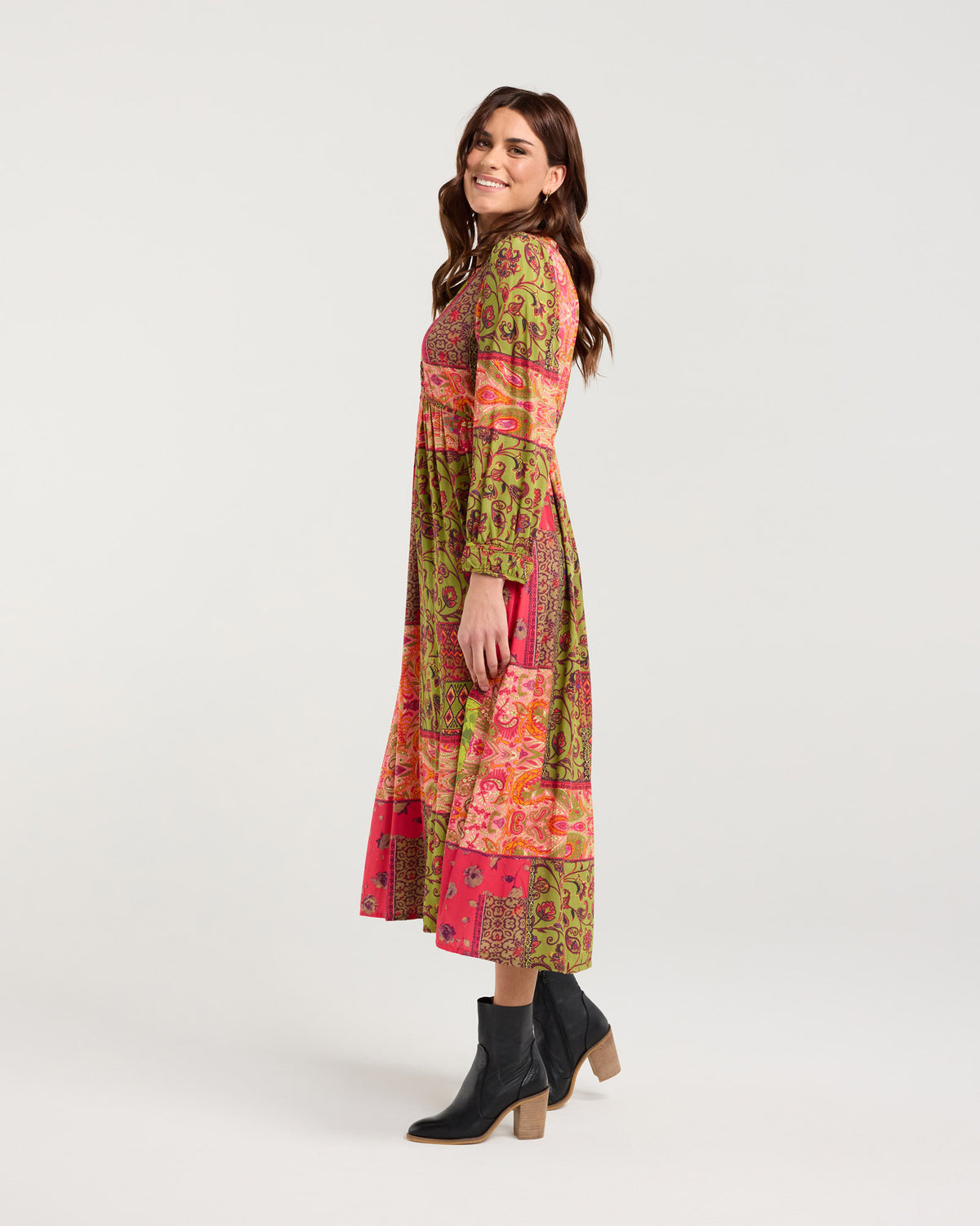 Rosie Gathered V-neck Dress