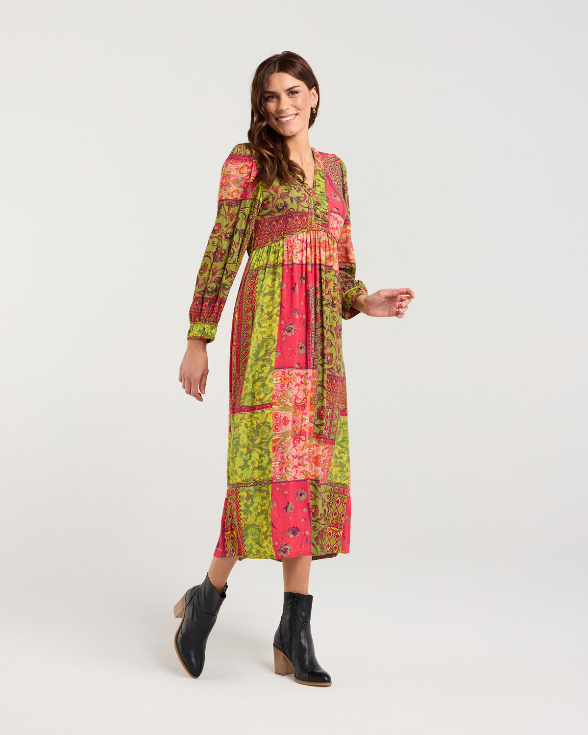 Rosie Gathered V-neck Dress