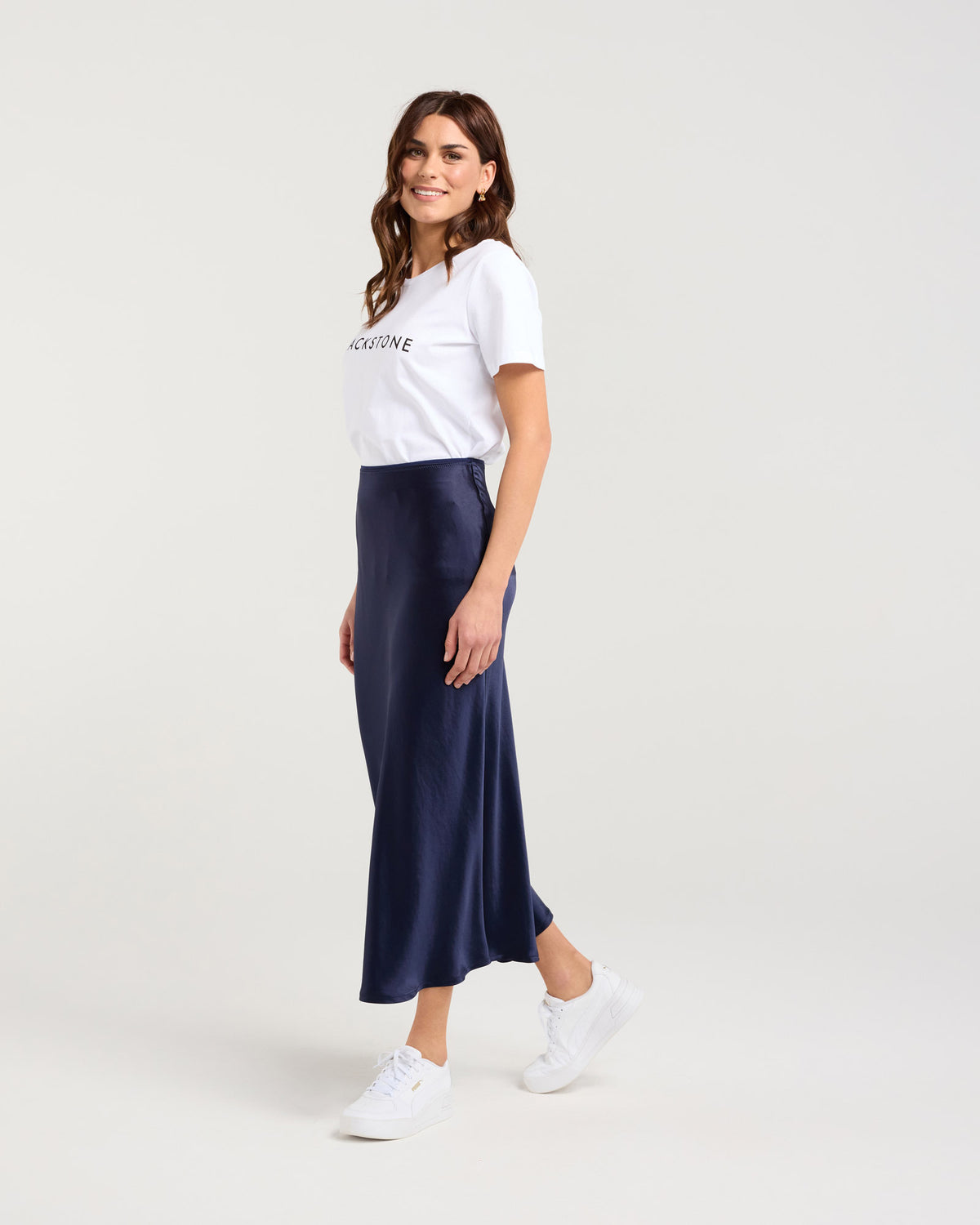 Elliana Satin Bias Midi Skirt