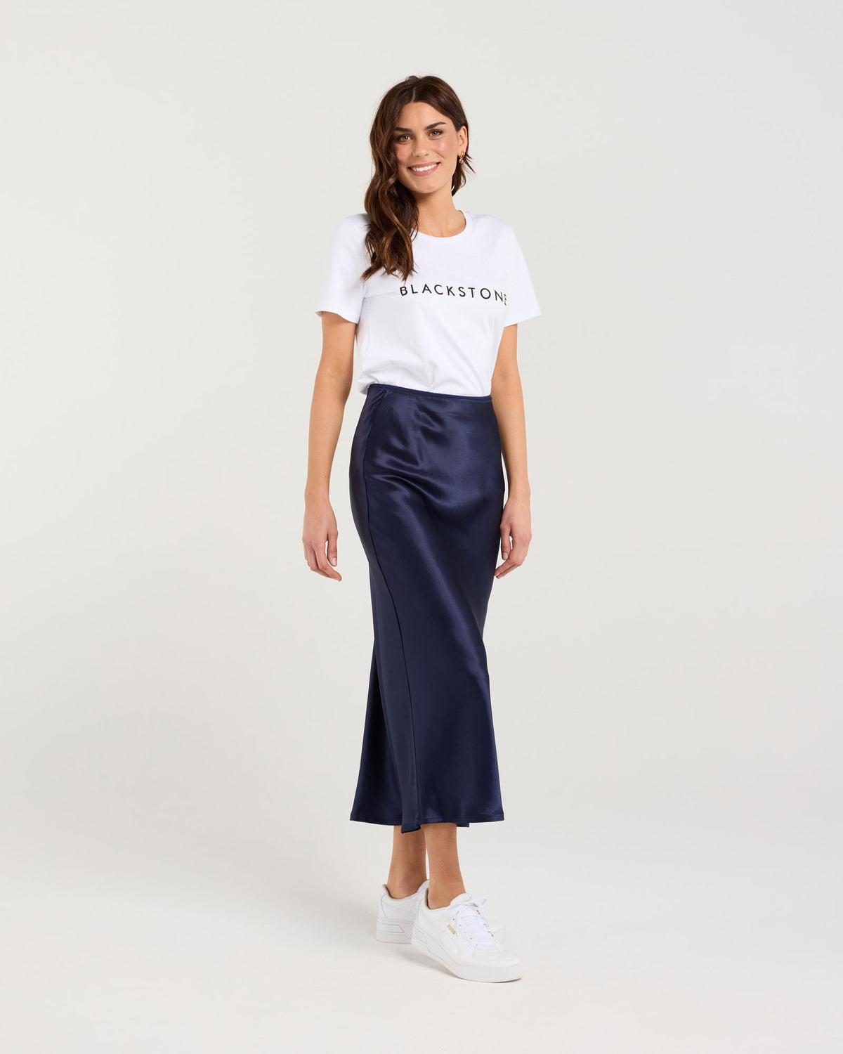 Elliana Satin Bias Midi Skirt