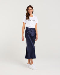Elliana Satin Bias Midi Skirt