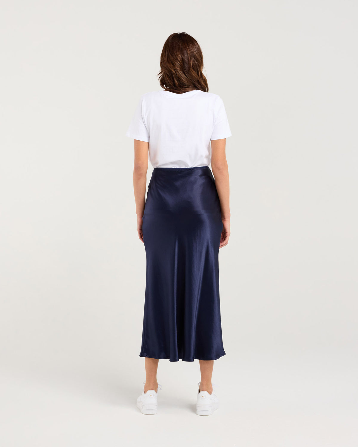 Elliana Satin Bias Midi Skirt