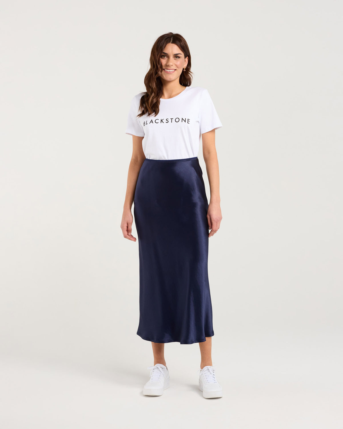Elliana Satin Bias Midi Skirt