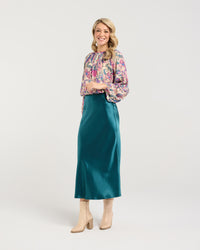 Elliana Satin Bias Midi Skirt