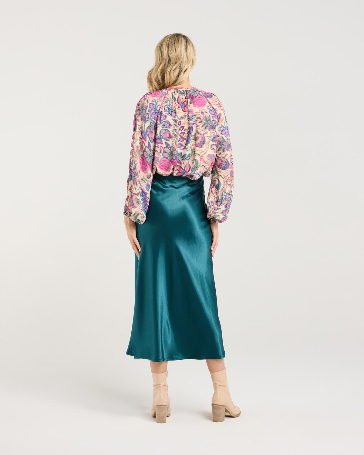 Elliana Satin Bias Midi Skirt