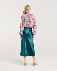 Elliana Satin Bias Midi Skirt