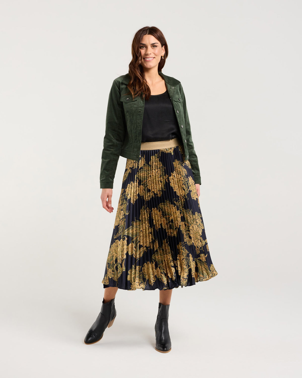 Vivienne Pleated Satin Skirt
