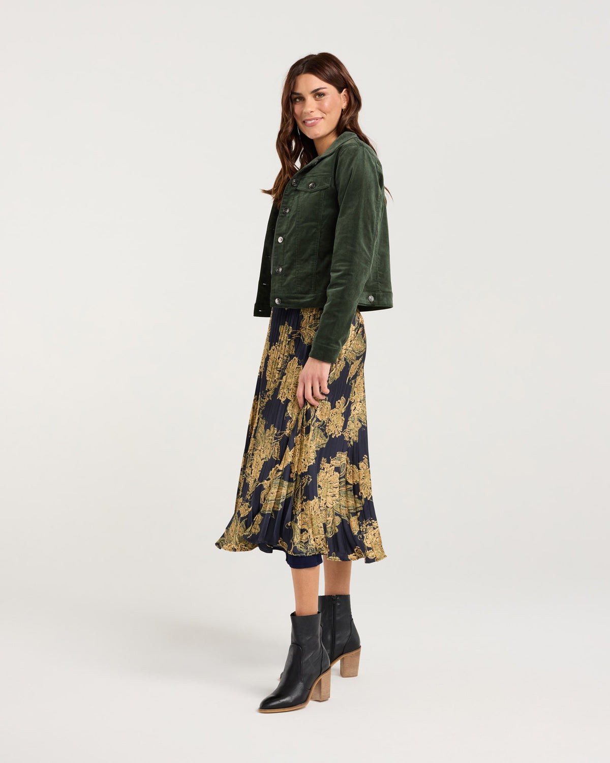 Vivienne Pleated Satin Skirt