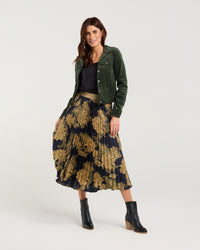 Vivienne Pleated Satin Skirt