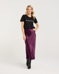 Elliana Satin Bias Midi Skirt