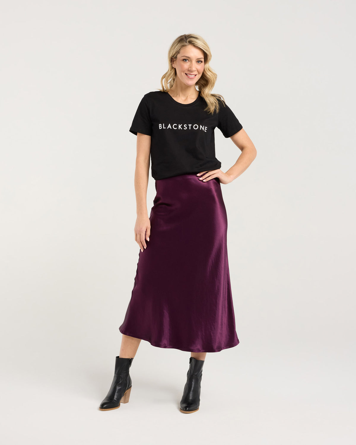 Elliana Satin Bias Midi Skirt