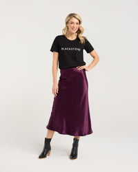 Elliana Satin Bias Midi Skirt