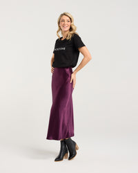 Elliana Satin Bias Midi Skirt
