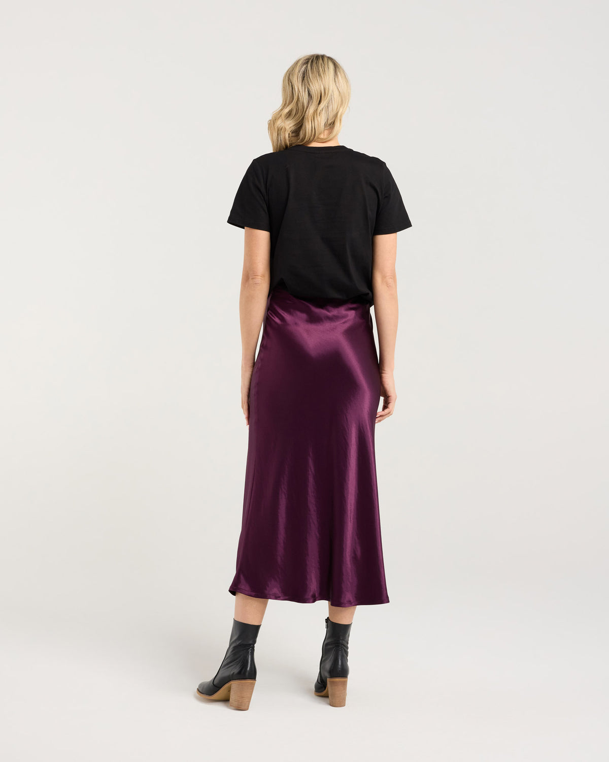 Elliana Satin Bias Midi Skirt