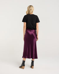 Elliana Satin Bias Midi Skirt