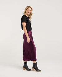 Elliana Satin Bias Midi Skirt