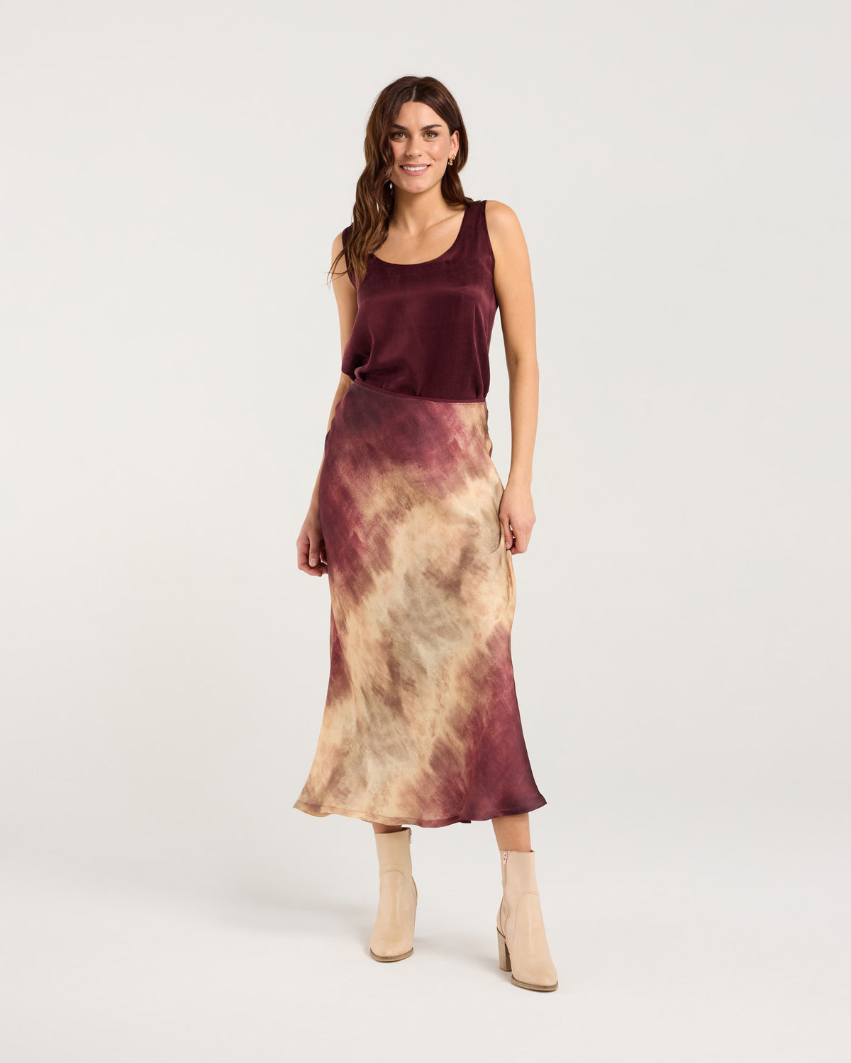 Violet Ombre Bias Midi Skirt