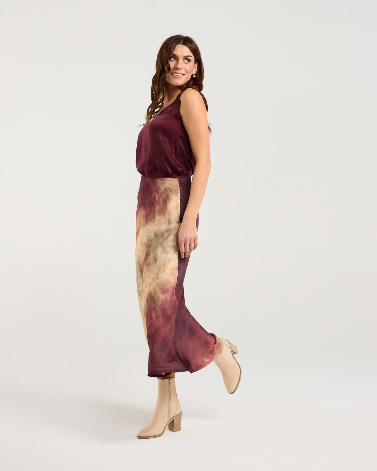 Violet Ombre Bias Midi Skirt