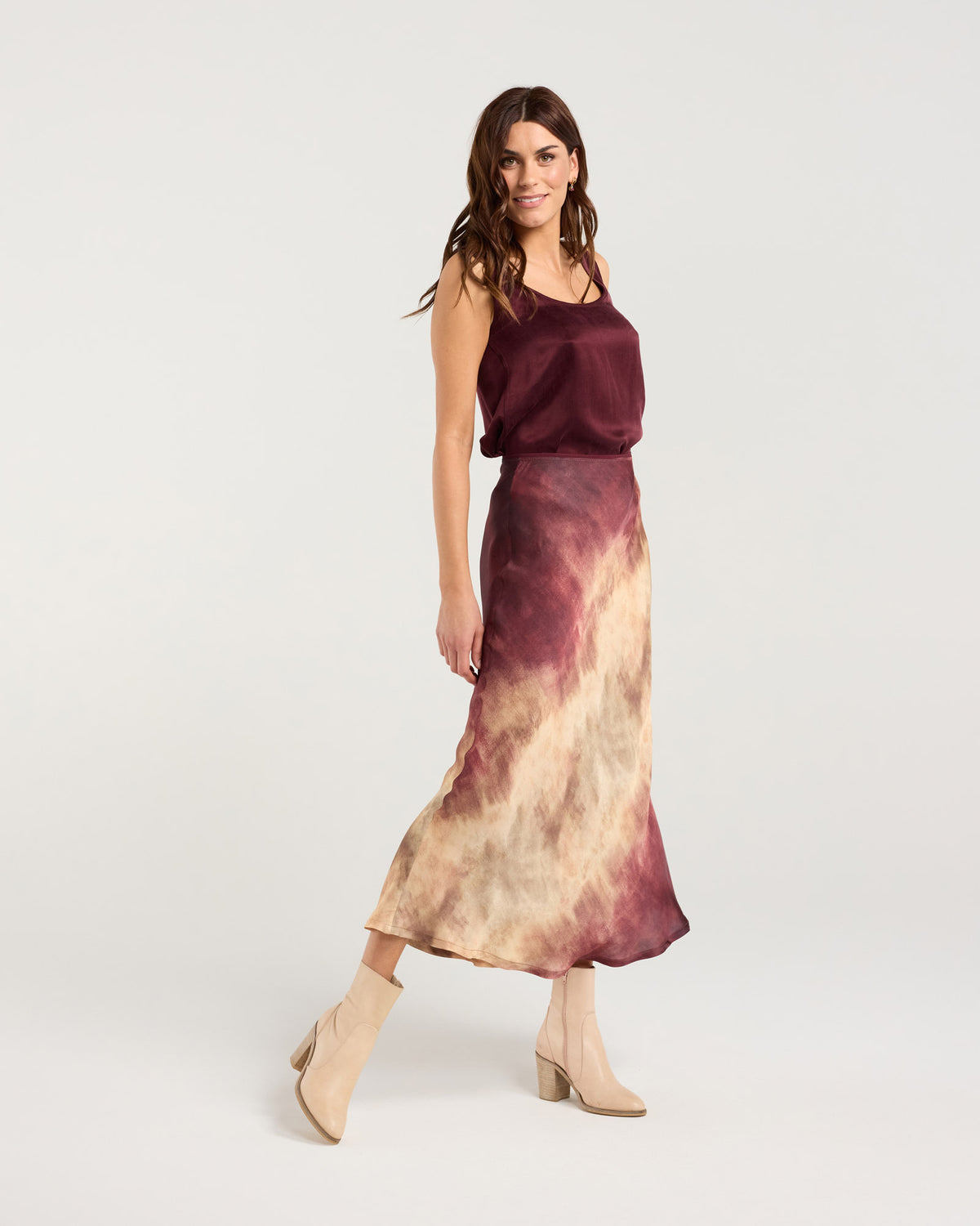 Violet Ombre Bias Midi Skirt