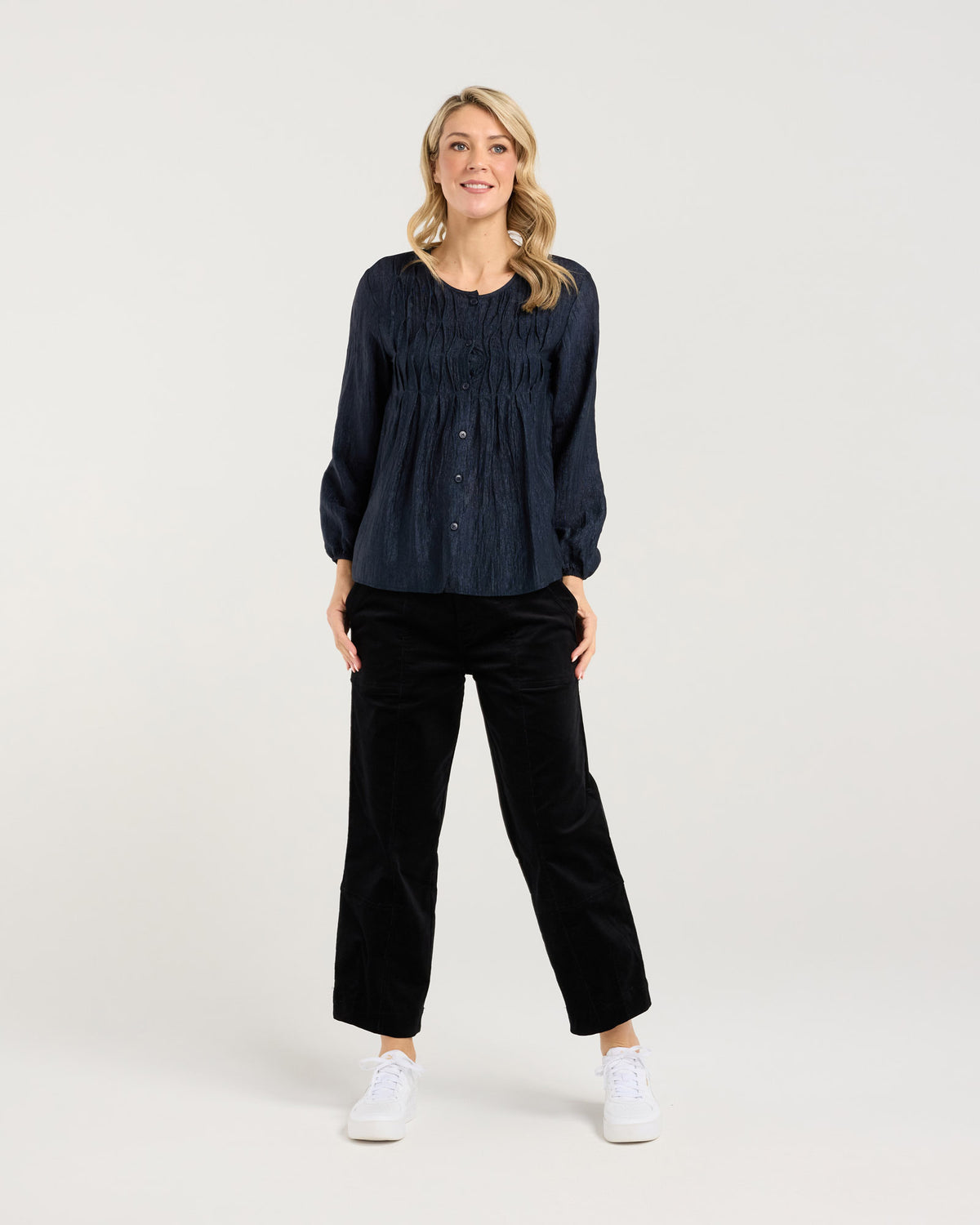 Leah Zig Zag Pleat Top