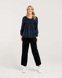 Leah Zig Zag Pleat Top