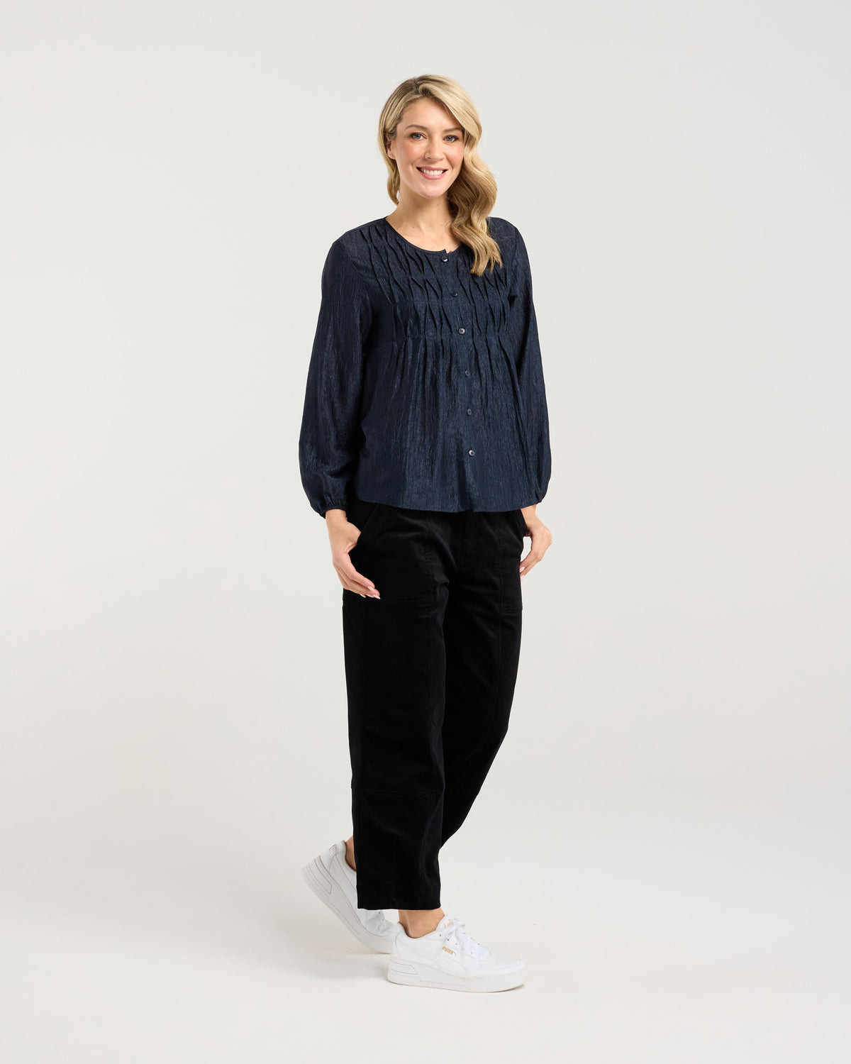 Leah Zig Zag Pleat Top