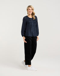 Leah Zig Zag Pleat Top