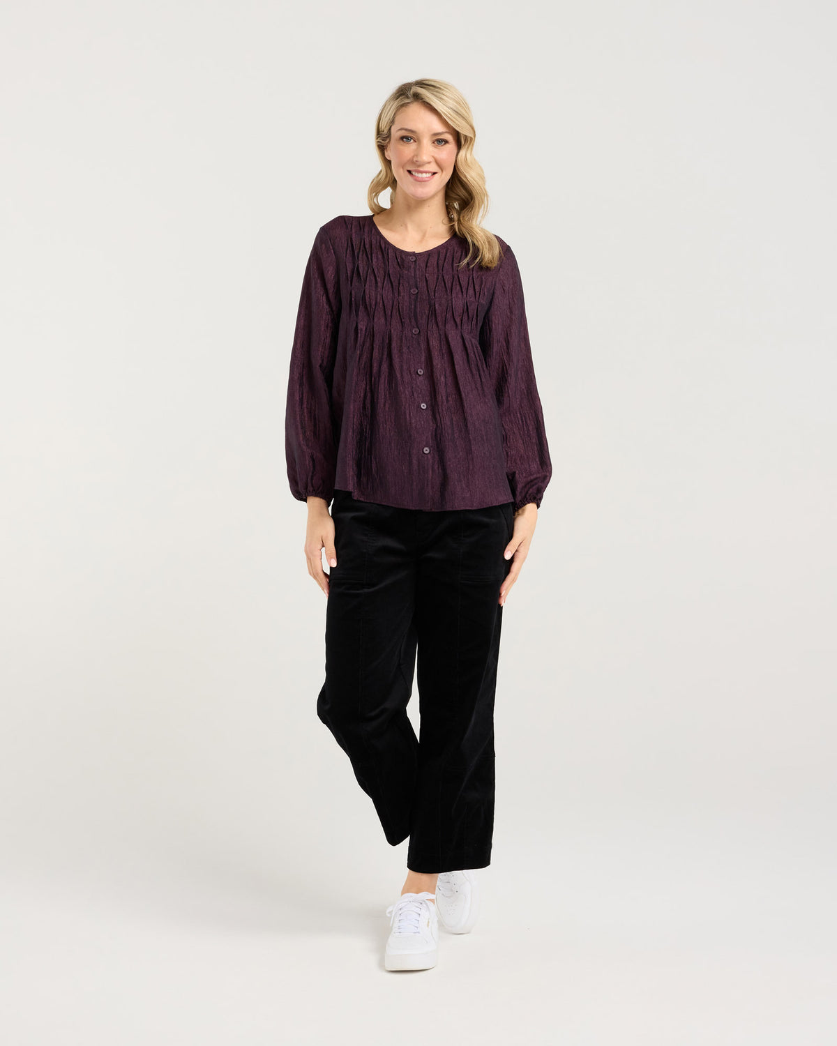 Leah Zig Zag Pleat Top