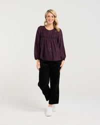 Leah Zig Zag Pleat Top