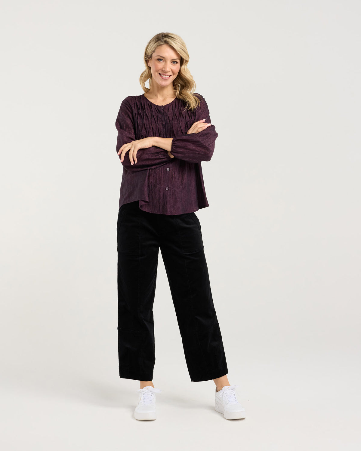 Leah Zig Zag Pleat Top