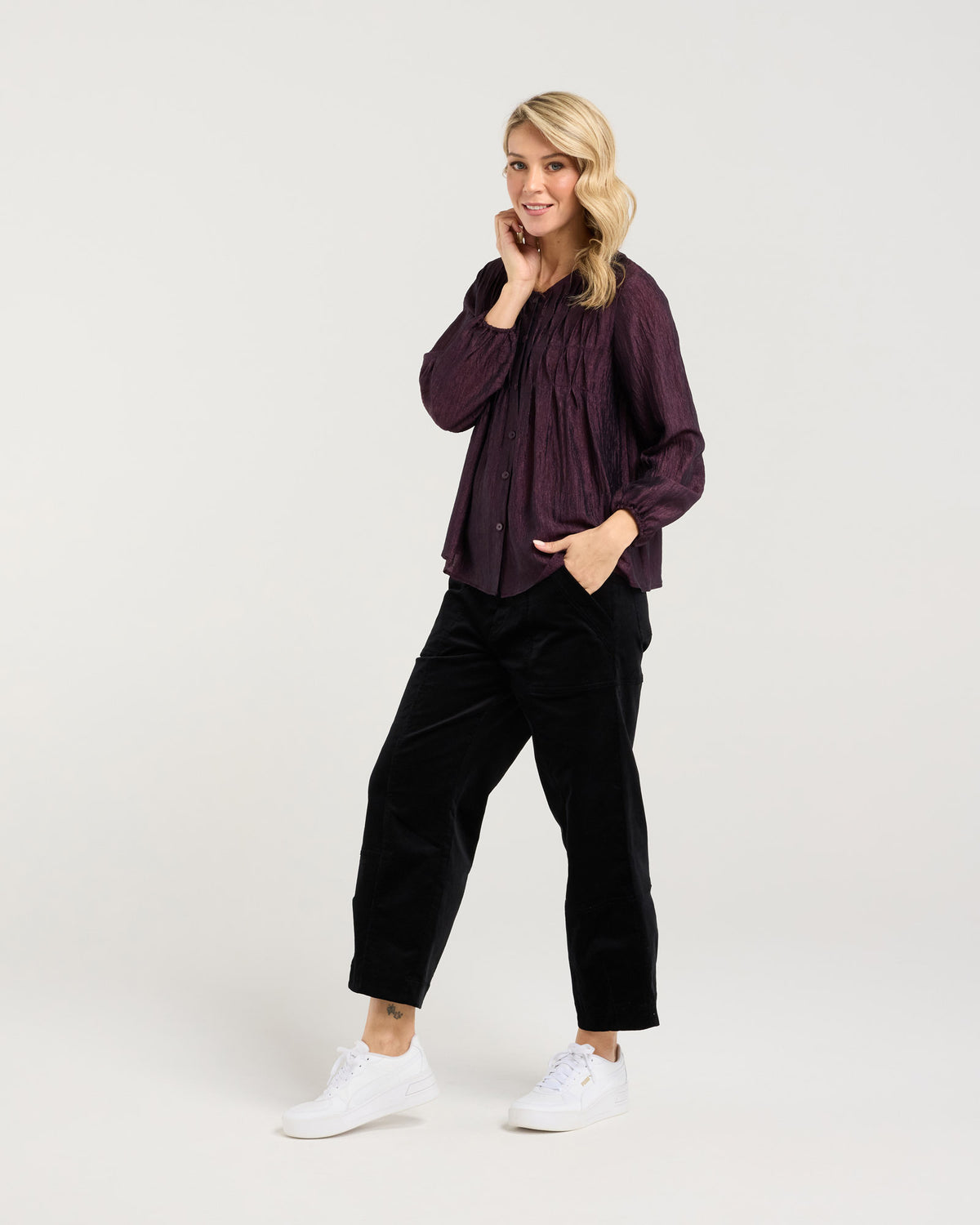 Leah Zig Zag Pleat Top