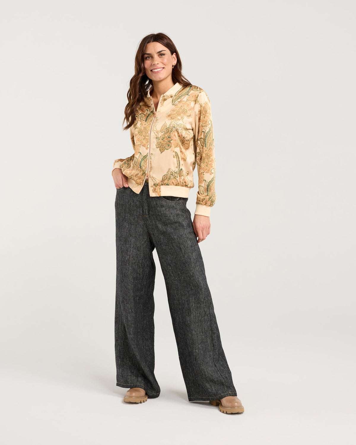 Ivanka Satin Print Bomber