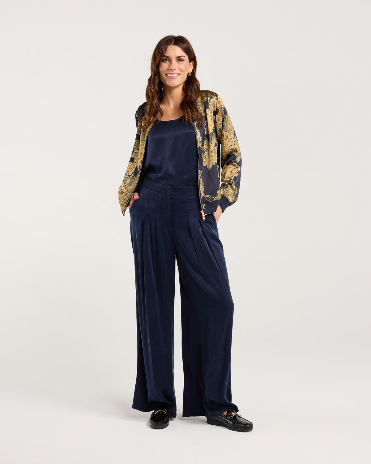Ivanka Satin Print Bomber